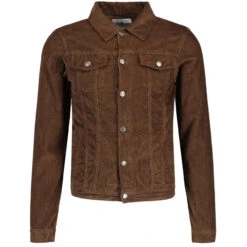 Woburn Retro Mod Cord Western Jacket In Cocoa Brown