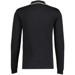 Zodiac Mod Textured Raised Stripe Knitted Polo Shirt Black -Trendify Shop madcap england zodiac waffle square stripe polo black 1 10254.1695997597