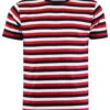 Bande Retro Mod Tri-Stripe T-Shirt -Trendify Shop madcap feeder stripe white navy red front 60092.1661269521