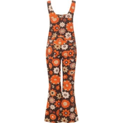 Celandine MADCAP Retro 70s Floral Dungaree Flares -Trendify Shop madcap floral dungarees brown back 18970.1664268408