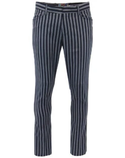 Meadon Mod Boating Stripe Trousers -Trendify Shop madcap navy grey frogmouth trs 51 08298.1661271421
