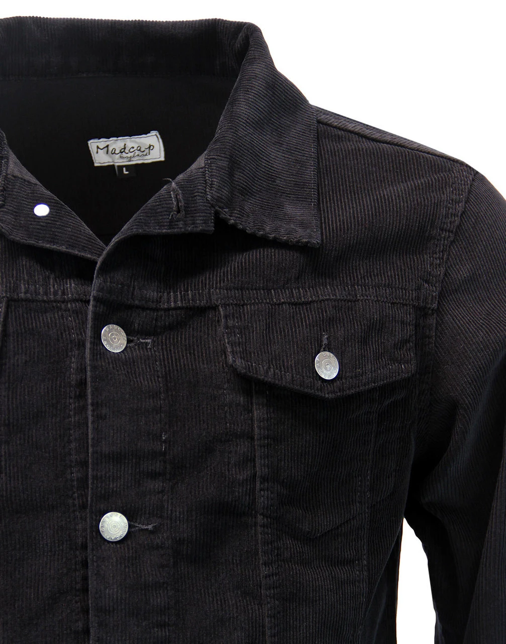 Woburn Retro Mod Cord Western Jacket In Black 9 Woburn Retro Mod Cord Western Jacket In Black - Image 7