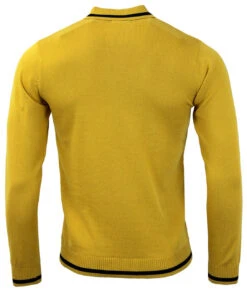 Marriott Suede Mod Polo Cardigan GO -Trendify Shop madcap england suede marriott mustard1 46509.1661272846 1