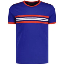 Cassette Retro 70s Stripe Tee (SB) -Trendify Shop madcapeng cassette tshirt blue front 78634.1678185028 2