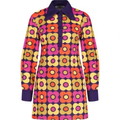 Daydream Retro Flower Polo Dress -Trendify Shop madcapeng daydreamer retro flower dress navy front 07636.1676647372 3