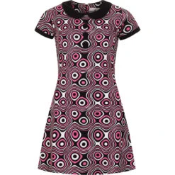 Dollierocker Op Art Mod Dress -Pink -Trendify Shop madcapeng dollie dress hotpink front 93171.1661263505