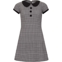 Dollierocker Dogtooth 60s Mod Dress -Trendify Shop madcapeng dollie tooth dress black front 15075.1661263428