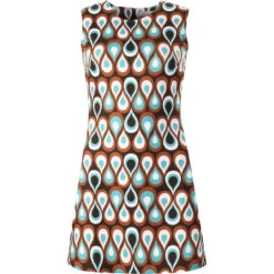 Flame 60s Mod Jersey Shift Dress -Trendify Shop madcapeng flames dress brown front 30253.1661264471