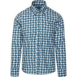 Trip Geo Chevron Retro Mod Shirt -Trendify Shop madcapeng geo print shirt blue front 36574.1661263265