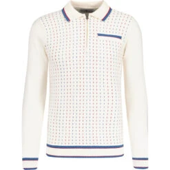 Coltrane Mod Jacquard Knit Polo Z -Trendify Shop madcapeng jacquard zip ls polo snow front 35697.1678197972
