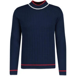 Kingly Grid Jacquard Turtleneck NB -Trendify Shop madcapeng jaquard turtleneck jumper navy front 43437.1678188353 1