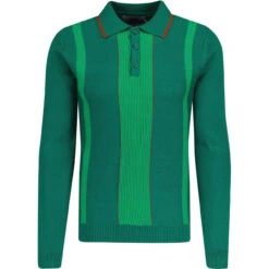 Nova Rib Knit Tonal Stripe Polo (E) -Trendify Shop madcapeng ribbed polo top evergreen front 74718.1673453203