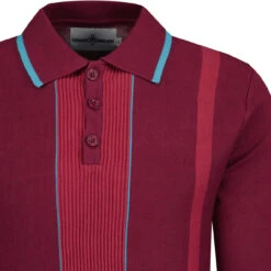 Nova Rib Knit Tonal Stripe Polo (E) -Trendify Shop madcapeng ribbed polo top port detail 40500.1673453188