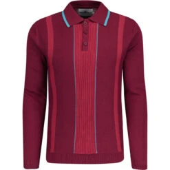 Nova Rib Knit Tonal Stripe Polo (E) -Trendify Shop madcapeng ribbed polo top port front 91645.1673453183