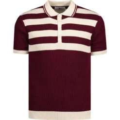 Terry Retro Mod Rib Stripe Polo N -Trendify Shop madcapeng terry rib stripes polo zinfandel front 34715.1661260294