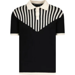 Firebird Mod Waffle Stripe Polo B -Trendify Shop madcapengland firebird polo black front 44762.1687270501