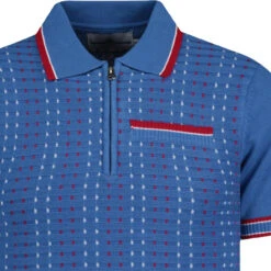 Miles Mod Jacquard Knit Polo (FB) -Trendify Shop madcapengland jacquard zip polo federal detail 02754.1687189015