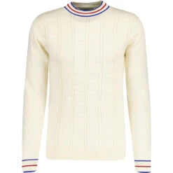 Moore Mod Pointelle Knit Tipped Mock Turtleneck Jumper In Navy -Trendify Shop madcapengland turtleneck pointelle top white front 05677.1676646924 2