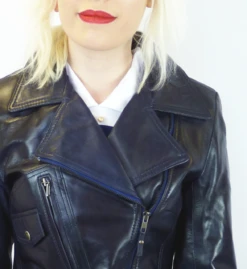 Rebecca - Retro 70s Indie Leather Biker Jacket (N) -Trendify Shop retro womens leather navy2 35377.1661338762