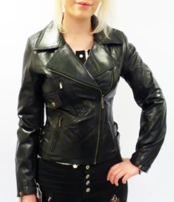 Rebecca - Retro 70s Indie Leather Biker Jacket (B) -Trendify Shop womens retro leather jacket blk6 38381.1661339175