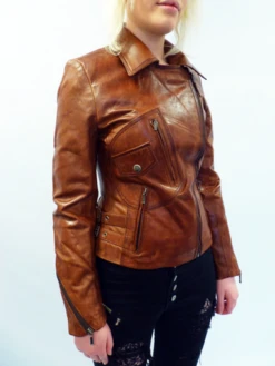 Rebecca - Retro 70s Indie Leather Biker Jacket (T) -Trendify Shop womens retro leather jacket brn1 81395.1661339167