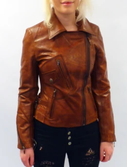 Rebecca - Retro 70s Indie Leather Biker Jacket (T) -Trendify Shop womens retro leather jacket brn2 03170.1661339168