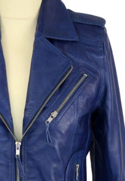 Zoe - Retro 70s Indie Leather Biker Jacket (Navy) -Trendify Shop womens retro leather navy3 22819.1661273585