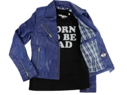 Zoe - Retro 70s Indie Leather Biker Jacket (Navy) -Trendify Shop womens retro leather navy5 35068.1661273586